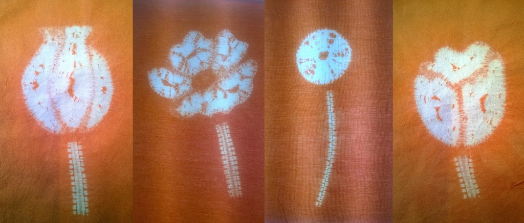 Dyeing Shibori with Fibre Reactive Dyes 2 4 orange examples of maki age