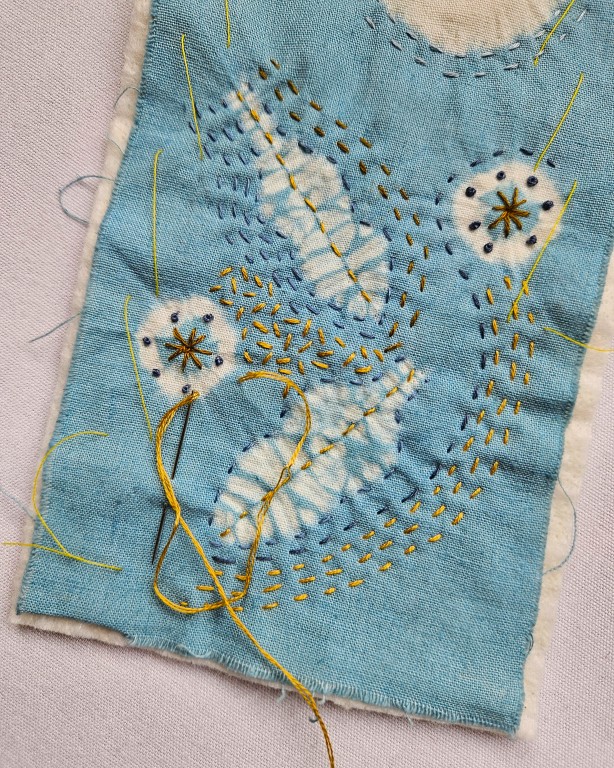 Embroider on Shibori – Create a Small Hanging 4 4 x 5 detail