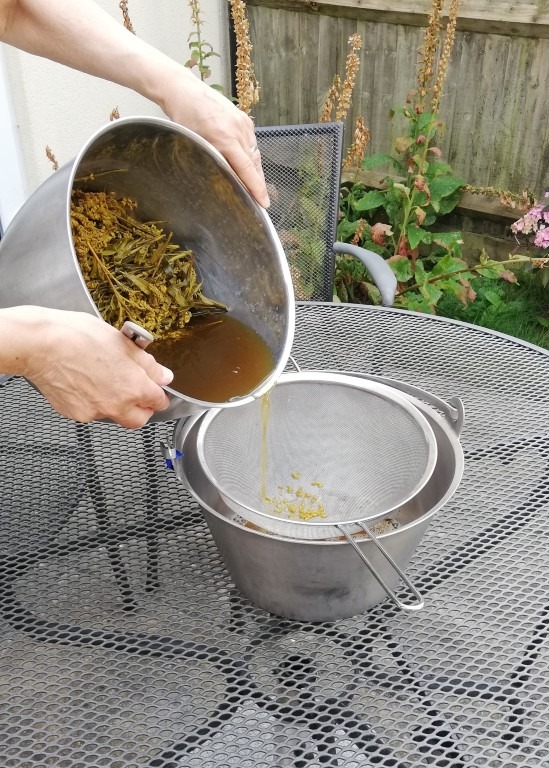 5 sieving the dye liquid from the plant
