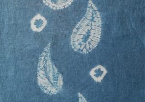 white paisley resist designs on blue