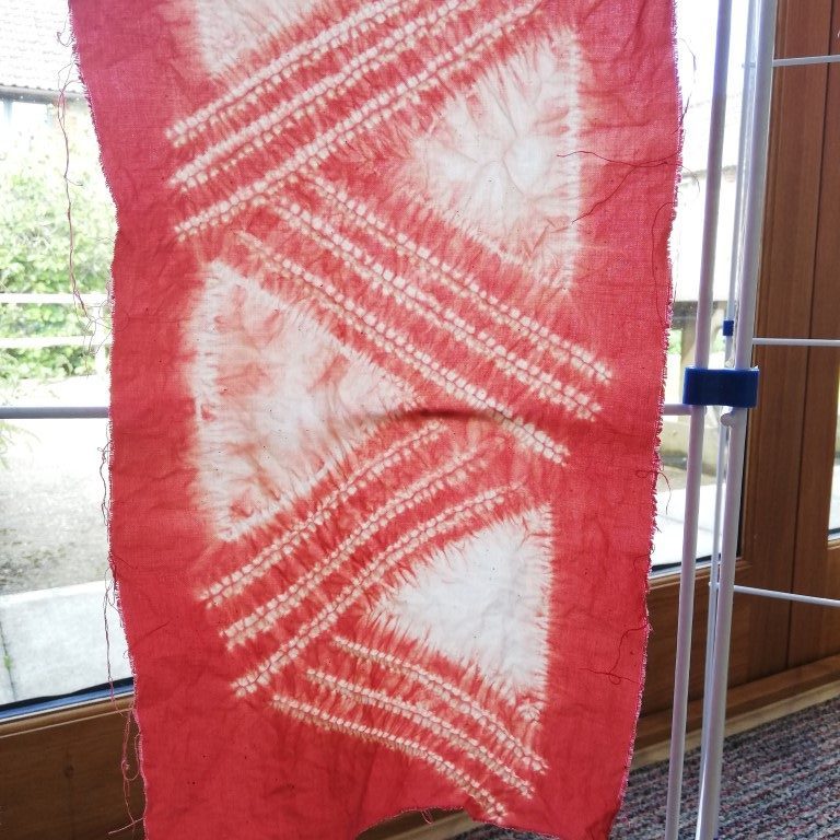 Be motivated to make Geometric shibori designs with stitch resist 7 finished geometric shibori triangle pattern