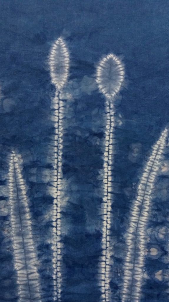 Be Inspired to shape a simple collection of grasses in shibori stitch resist 5 Detail of shibori grass