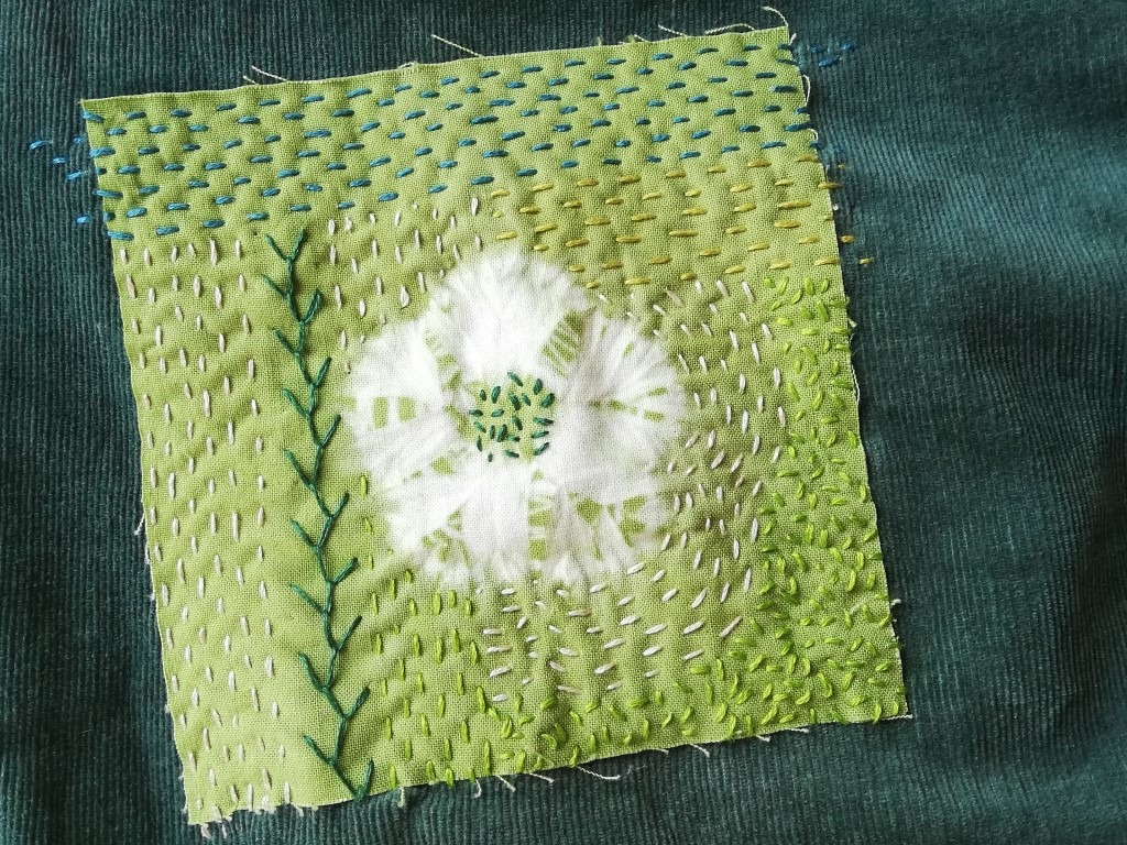 Discover Inspiring Ideas for Mending with Shibori Patterns 2 green cords detail