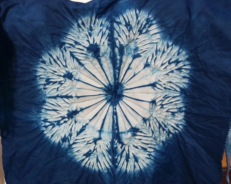 How to Stitch A Delightful Miru Shibori Flower 7 A miru shibori flower design dyed with indigo