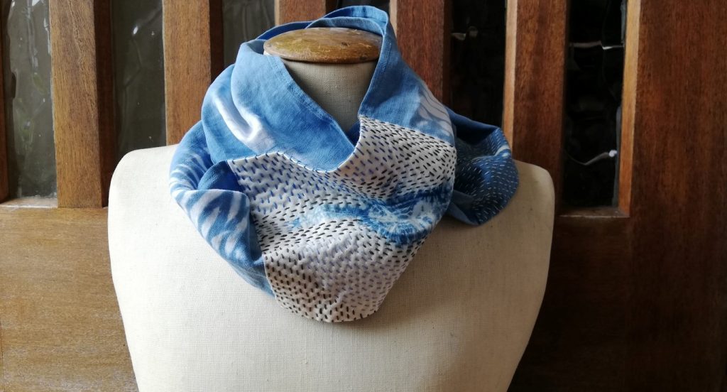 Be Motivated to Visible Mend with Shibori Patterned Fabrics 4 Image of shibori mended scarf
