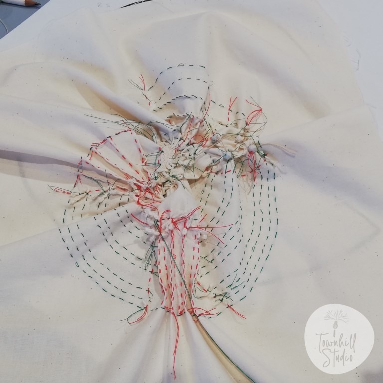 Stitching for shibori ammonite