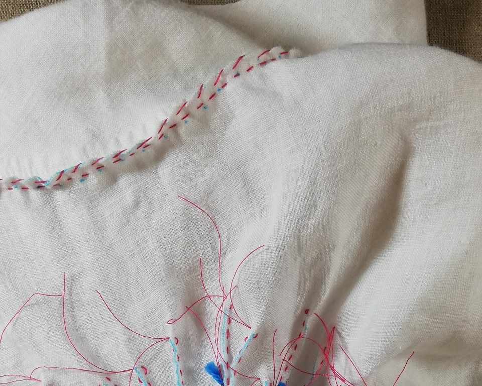 Sustainable Fashion - Upcycling with A Bold Shibori Flower 6 shibori blue top neck edging