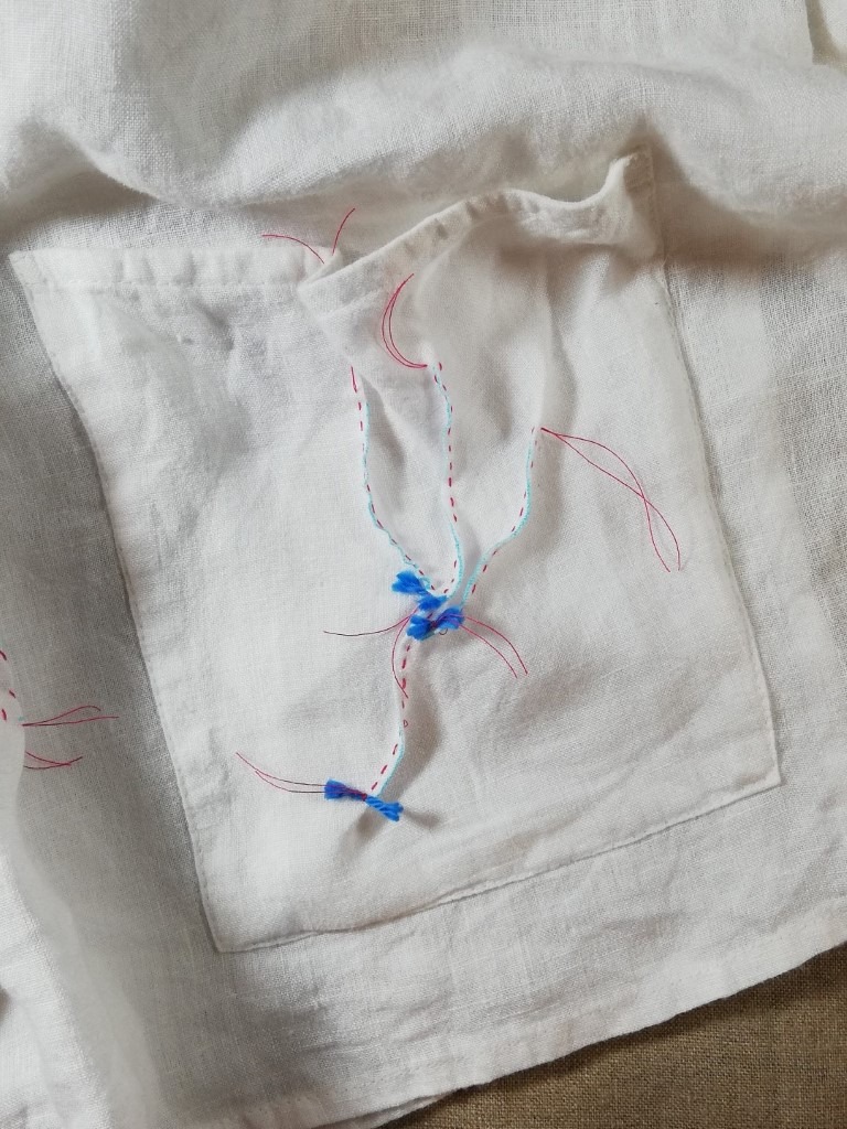Sustainable Fashion - Upcycling with A Bold Shibori Flower 4 shibori blue top pocket 1