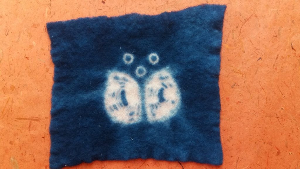 shibori flower on prefelt