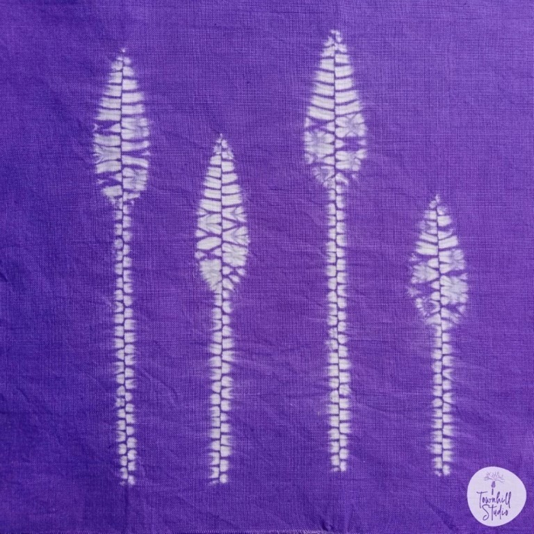 Simple and Pleasing Shibori Ori-Nui Patterns for You to Make 6 dyed and complete shibori grass spears