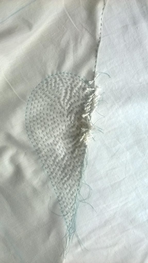 Designing with Miru Shibori 4 Original Ideas to Inspire You. 8 shibori lime leaf stitching 2
