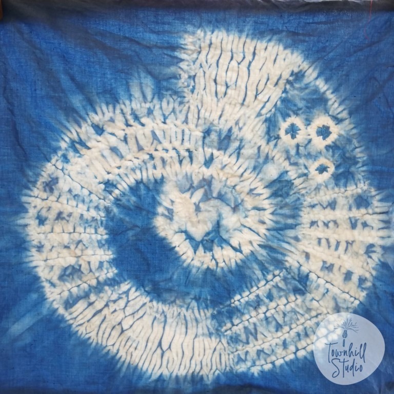indigo dyed ammonite design