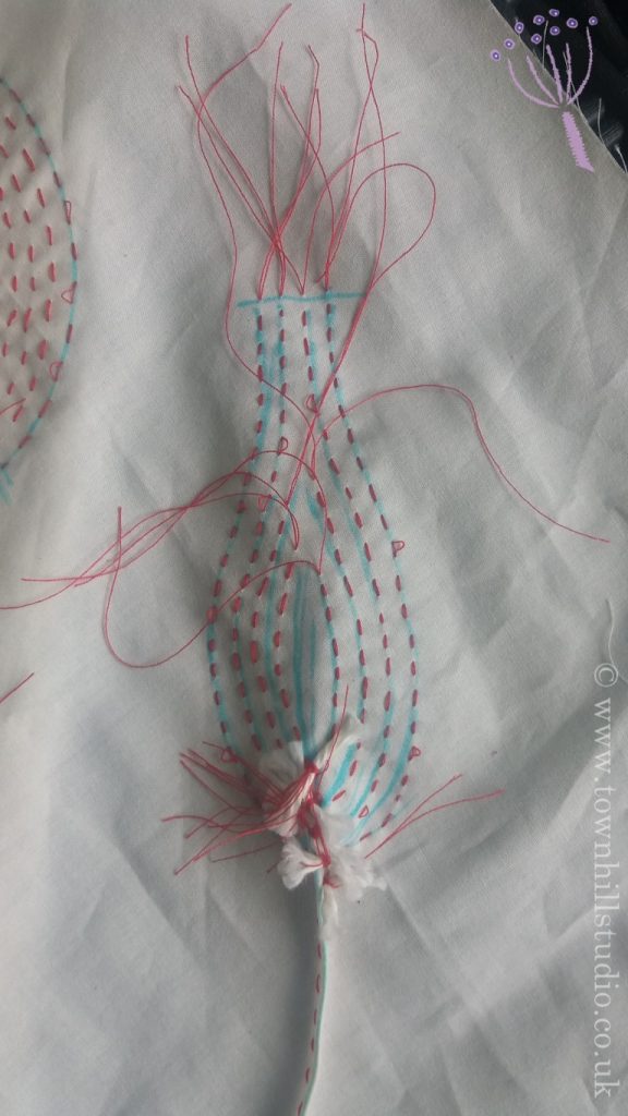 shibori stitching for William de Morgan design (3)