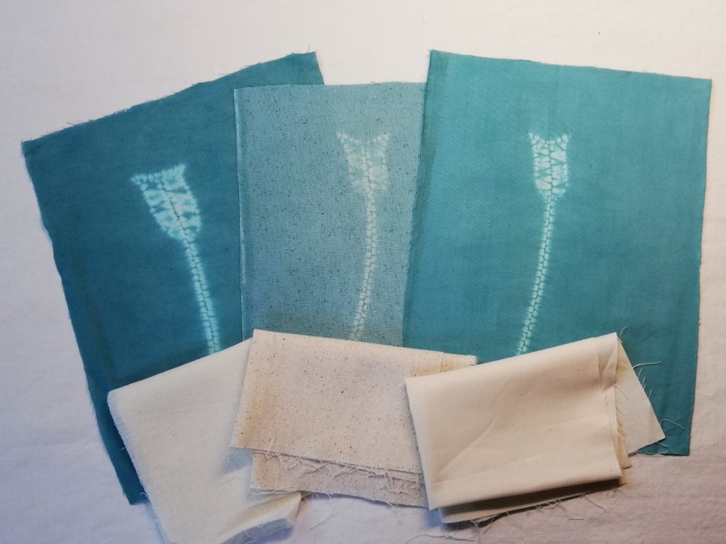 How to Ensure Shibori Success: Choosing the Right Fabric for Shibori 1 shibori stitching on 3 different fabrics