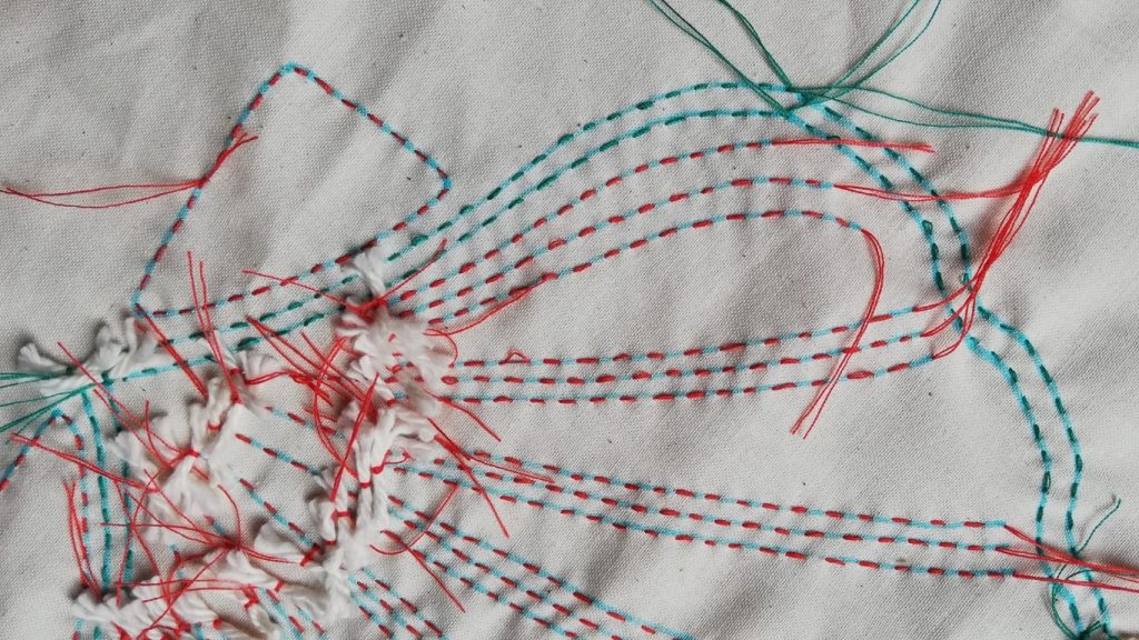 10 Terrific Tips for Shibori Sewing. What Everybody Needs to Know. 5 Showing using two different colour threads for complicated patterns